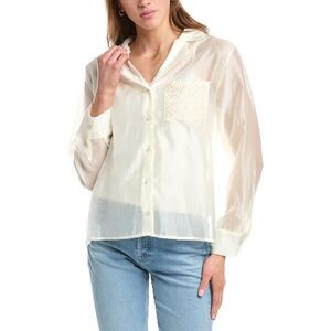 Colette Rose Womens  Button Front Top, White